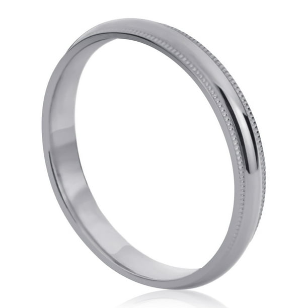 3mm 14K White Gold Traditional Milgrain Edge Mens Comfort Fit Wedding Band 3mm 14K White Gold Traditional Milgrain Edge Mens Comfort Fit Wedding Band